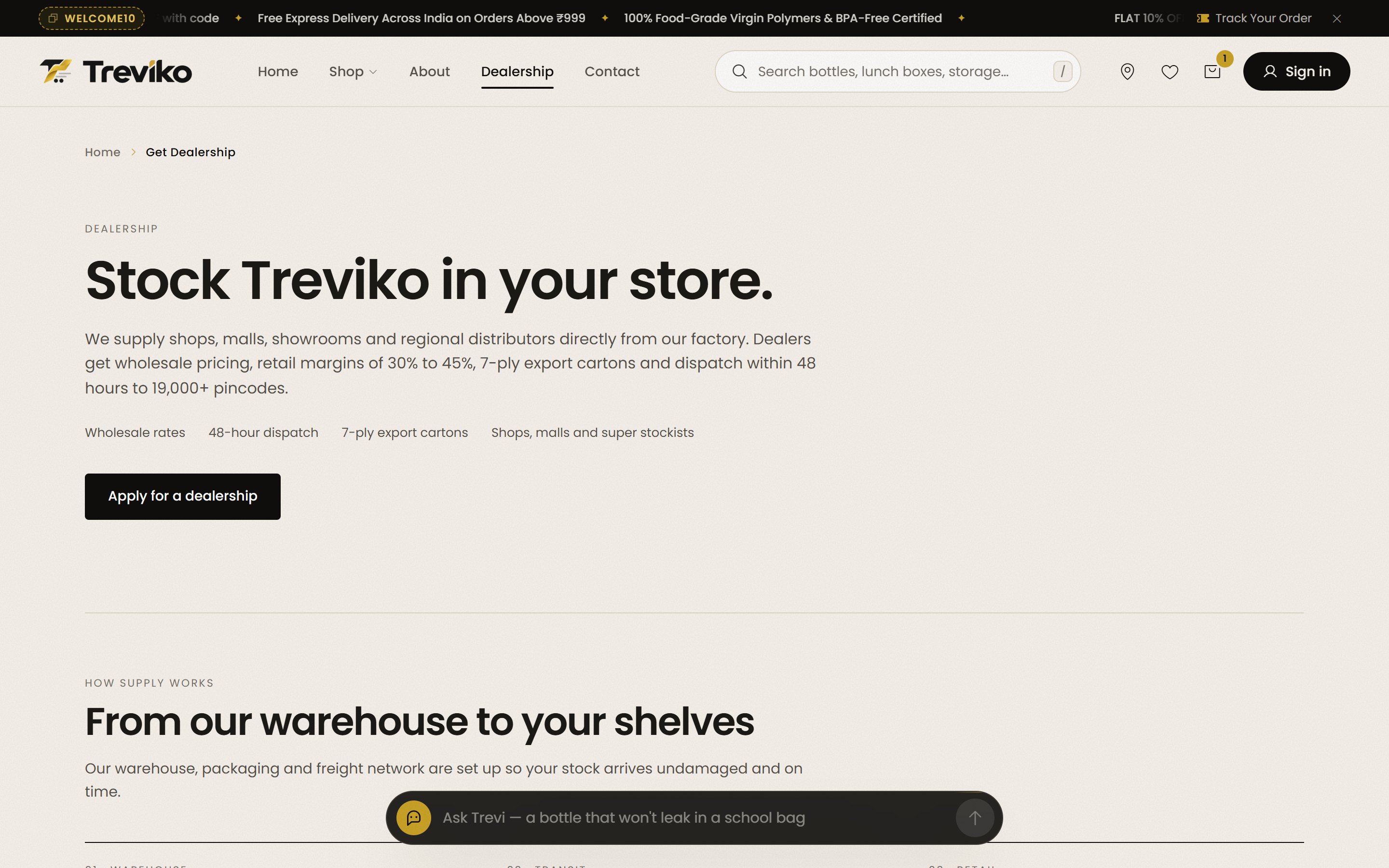 Dealership enquiry page